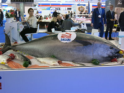 Tonno rosso del Mediterraneo a uno degli stand del padiglione turco -  immaginate la quantità di sushi e sashimi